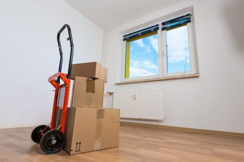 Packed boxes and household items ready for a house move in Ealing