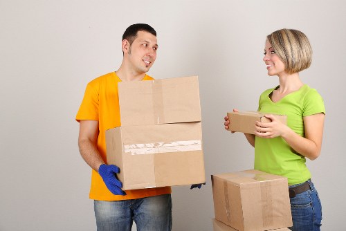 Furniture and boxes loaded into a removal van